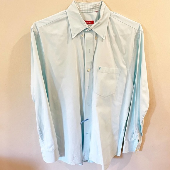 IZOD Blue Button Down Dress Shirt Medium - Picture 11 of 11